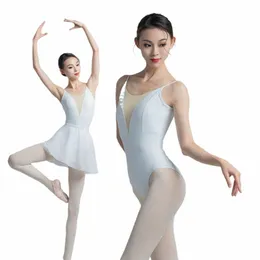 Zarif Yüksek Çapraz Bale Jimnastik Sınavları U Şeketli Açık Geri Kalıbeli Balıktail Eklenmiş Yakalı Swan Dans Sahnesi Performansı X6ED#