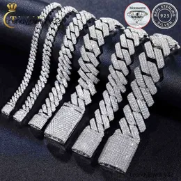 Charme Pulseiras 8mm-20mm Pass Diamond Tester 925 Sterling Silver Full Vvs Moissanite Iced Out Cuban Link Tornozeleira Pulseira para Homens Mulheres