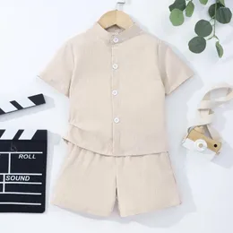 Clothing Sets 2024 Apricot Set Kids Boy Clothes Short Sleeve Shirt 3-7 Years Old Summer Casual Soft Comfortable Outdoors Baby Boys Suit