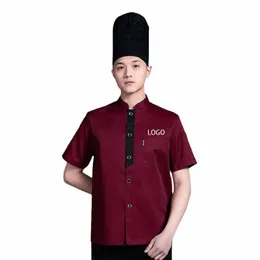 Profial Chef Garçom Uniforme Atacado Camisa de Manga Curta Cap ou Chef Jacket Apr Hat Set para Cozinha Padaria Catering Trabalho X4nD #