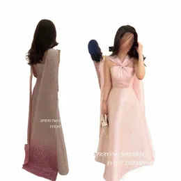 Spraying Elegant Baby Gradient Pink V Neck Evening Dr With LG SHAWL A LINE PROM GOWN SEEVEL Wedding Party Dr F4BZ#