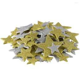 Geschenkpapier, 200 Stück, Papier-Glitzer-Stern-Schaumstoff-Aufkleber, Sterne-Form, Silber und Gold, selbstklebende Aufkleber, klebrige DIY-Bastelarbeiten