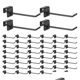 Ganci per binari 48 pezzi 4 pollici Pannello in metallo nero Gancio Appendiabiti Tubo quadrato Parete a doghe Cubicolo Appendiabiti Mti Scopo Appeso Goccia Consegna a casa G Otuae