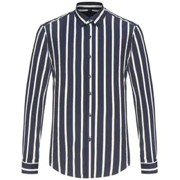 Mens Lightweight Long Sleeve Color Block randig klänningskjortor Wrinkleresistant Standardfit Youthful Buttondown Casual Shirt 240328