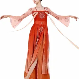Klassiska dansdräkter för kvinnor Han Tang Dynasties Flowing Body Charm Chinese Dance Performance Costume Outfit K4FP#