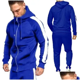 Mens Tracksuits Casual Tracksuit Homens Outono Hoodiesaddpants 2 peças Define Sportswear Slim Fit Sporting Terno Moda S-3Xl Drop Deliver Dhaoi