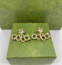 Fashion Chic Designer Crystal Star Ear Stud Lovers Regalo Orecchini di marca di lusso Orecchini in oro 18 carati con lettera Aretes Orecchini per gioielli da donna Regalo di alta qualità