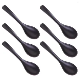 Colheres 6 PCS A5 Melamina Talheres Preto Imitação de Porcelana Colher de Sopa Durável Talheres para Casa (140071)