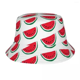 Berets Classic Watermelon Bucket kapelusz Panama Dzieci Bob Hats Outdoor Reversible Fisherman na letnie wędkarstwo unisex czapki