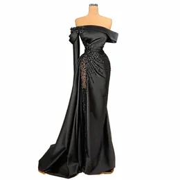 Yipeisha Off-Shoulder Black Pageant Party Gown Luxury Pearls Evening Dres Formal Sexy LG PROM Mermaid 2024最新1551＃