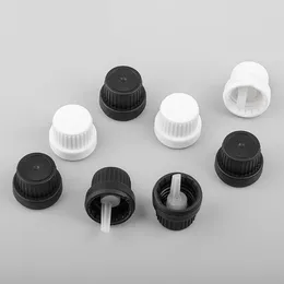 Garrafas de armazenamento 1000pcs 18mm preto branco tampas evidentes com orifício reduzindo conta-gotas euro - para garrafa de óleos essenciais
