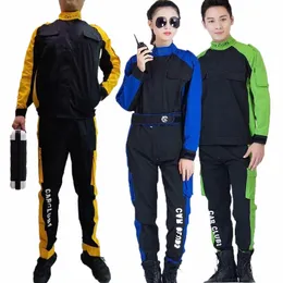 Conjunto de roupas de trabalho para reparador de automóveis, colarinho dois Te Fi, macacão de trabalho, oficina mecânica, roupas de trabalho para homens, uniforme x9kp #