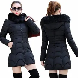 Зимняя женская куртка-парка с большим меховым воротником и капюшоном, толстое теплое женское пальто, повседневная верхняя одежда, европейские черные топы-30 градусов N9V6 #