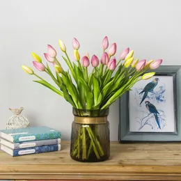 7pcs/セット人工チューリップス花diy tulip bouquet屋外庭装飾ホームパーティー装飾バレンタイン偽の花240322