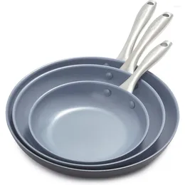 Padelle Lima Anodizzata Dura Sana Ceramica Antiaderente 8" 10" E 12" Set Padella Padella Senza PFAS Forno Sicuro Grigio