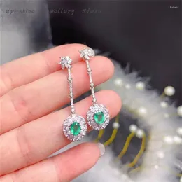 Kolczyki Dangle Natural Emerald Real 925 srebrne proste i atmosferyczne konstrukcje konfigurowalne