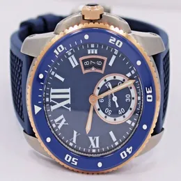 Top Quality Diver W2CA0009 Mostrador Azul e Faixa de Borracha 42mm Relógios de Pulso Esportivos Masculinos Automáticos 18k Rose Gold Mens Watch217N