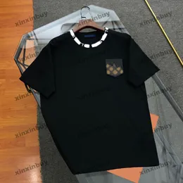 Xinxinbuy Men Designer Tee T Shirt 2024 Italy Leather Pockets Letter Printing Short Sleeve Cotton Women Gray Black Campicot S-2XL