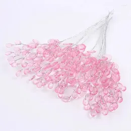 Decorative Flowers 100Pcs Clear 16cm Acrylic Crystal Drop Beads Party Favors Spray Display Bouquet Wire Stems Wedding DIY Decorations