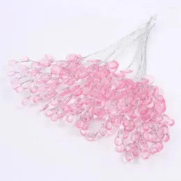 Flores decorativas 100 peças transparentes 16cm contas de cristal acrílico lembrancinhas para festa buquê de arame hastes decorações de casamento faça você mesmo