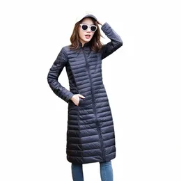 Kvinnor LG Down Jackets Ultra Light LG Duck Down Coat Autumn and Winter Puffer Winter Coat for Women Windproect Down Parkas H41m#
