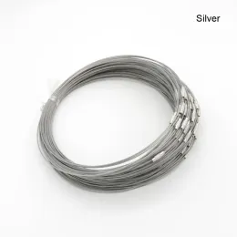 Components 100pcs/lot 18 Inch Silver 1MM Stainless Wire Cable Steel Chain Cord Necklace Screw Clasp Jewelry Making Findings