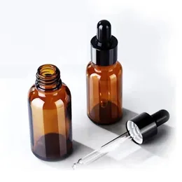 Ny 1 st tom droppflaska Amber Essential Oil Glass Aromaterapi Liquid Brown 5-50 ml Drop för massagepipettflaskor påfyllningsbar