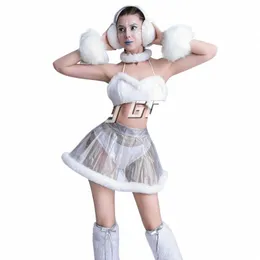 Sexy Party Pole taniec ubrania biała futra najlepsza perspektywa spódnica kobiet spektakl gogo taniec kostiumów ds DJ Rave strój xs7492 y8wo#