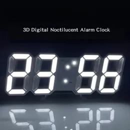 3D LED 디지털 시계 벽 데코 빛나는 야간 모드 조절 가능한 전자 테이블 시계 벽 시계 장식 거실 LED 시계