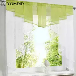 Cortina de cozinha de tule para janela, varanda, roma, design plissado, branco, verde, transparente, saia curta romana 240321