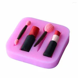 Bakningsformar anlände 4st/Lot Creative Blush Lipstick Makeup Tool Fondant Cake Mold Soap Chocolate Mold Kitchen Molds