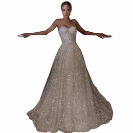 Shiny Sweetheart Princ Wedding Dres Glitter Tulle Sexig bröllopsklänning Spaghetti Rems Boho Bride Dres Vestidos de Novia 29fg#