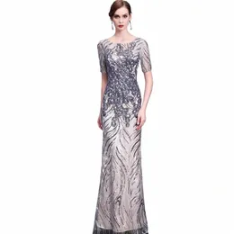 it's Yiiya Sequined Evening Gown Short Sleeve Illusi O-Neck Robe De Soiree K163 Straight Floor-Length Evening Dr 2020 l4Aw#