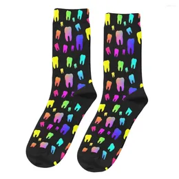 Мужские носки в стиле ретро с радужными забавными зубами унисекс, новинка, бесшовные носки с принтом, подарок