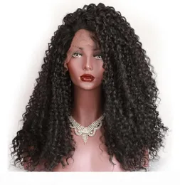 Афро-Американские Kinky Lace Front Парики Термостойкие Бесклеевые 180 Плотность Kinky Curly Синтетический Парик Шнурка Длинный Для Чернокожих Женщин6330974