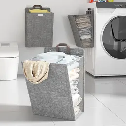 Sacos de lavanderia Cesta adesiva dobrável Grande capacidade Roupas sujas Punch Free Wall Pendurado Caixa de armazenamento doméstico