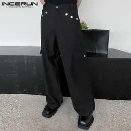 Męskie spodnie Stylowe Pantalons Inderun Multi Pocket Metal Button Spodni swobodne solidne luźne ładunek lufy S-5xl 2024