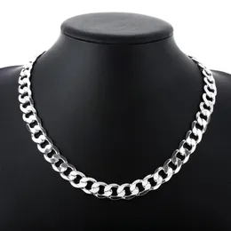 Offerta speciale Collana in argento sterling 925 per uomo classica catena da 12 mm 18 30 pollici fine Gioielli di marca di moda regalo di nozze per feste 2184t