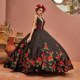 Nowe Vestidos de 15 A SUKA BATLA OS 2020 quinceanera Dress Hafdery V Szyja z koralikami Backless Sweet 16 Sukienka Puffy spódnica 2800