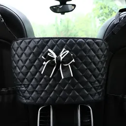 Car Seat Storage Pocket Car Multi Functional Bow Leather Bag Pocket Car Storage Hanging Bag