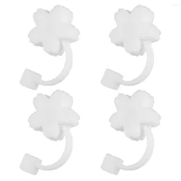 Copas descartáveis palhas 4 PCs Pipete Tip Straw Cap menina menina Aço inoxidável Sílica decorativa Gel Tips Cover