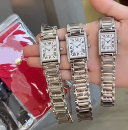 Fashion Women Blue Pointer Tank Wristwatch Stainless Steel Rectangle Watches Francaise Clock Geometric Must Quartz Watch 30mm 33mm2255956