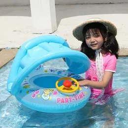 Bebek Bebek Tente Şamandıra Havuzu Yüzme Halkası Şişirilebilir Daire Koltuk Direksiyon Simidi Yaz Plaj Parti Oyuncakları 240322