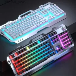 Bluetooth-tangentbord Wired Tangentboard Mouse Set Laptop E-Sports Game Office Metal Panel 104-Key Keyboard RGB Backlight Ergonomic Set Q231121