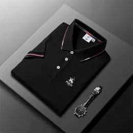 Letnia koreańska haftowana koszula polo męska luksusowy top swobodny lapel z krótkim rękawem moda moda antywreśnia mężczyźni t 240329