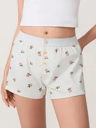 Shorts femininos wsevypo floral impressão baixa ascensão verão mulheres casual boxer briefs para lounge streetwear roupas estéticas sleep bottoms