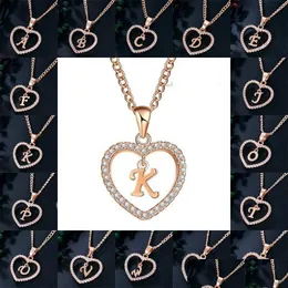 Collane con ciondolo 925 Sier Love Heart Alfabeto Collana iniziale 26 lettere Americano Europeo Gioielli con diamanti Regalo Consegna a goccia Pendan Dhehk