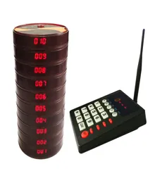 Restaurang Wireless Calling System med 10 gäst Coaster Pager Beeper och 1 Numberic Keypad Sändare för Clinic Bar Church Food1390987