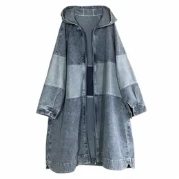 LG Trench Denim Coat 2022 Весна Осень Женская Свободная женская верхняя одежда больших размеров Fi Ветровка Верхняя одежда s F41T #