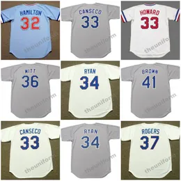 Herren 1972-1993 Texas JOSH HAMILTON FRANK HOWARD JOSE CANSECO NOLAN RYAN BOBBY WITT KENNY ROGERS KEVIN BROWN CHARLIE HOUGH Throwback-Baseballtrikot S-5XL